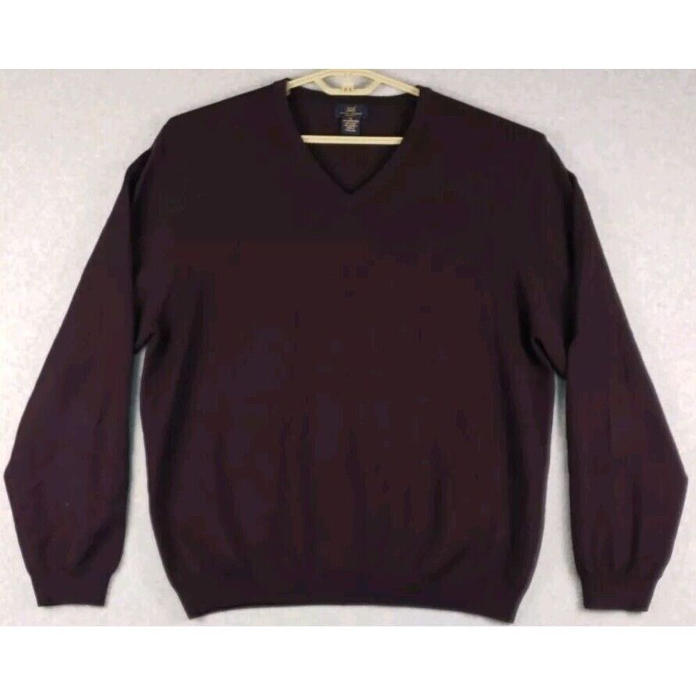 Brooks Brothers 346 Mens V Neck Merino Wool Sweater XL Maroon - Picture 3 of 6